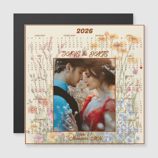 Gele 'Save the Date' Verloving Koppel Magnetisch (Voorkant / Achterkant)