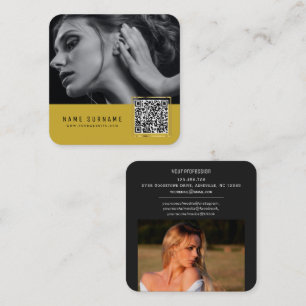 Gele scannbare streepjescode QR-codefoto Vierkante Visitekaartje
