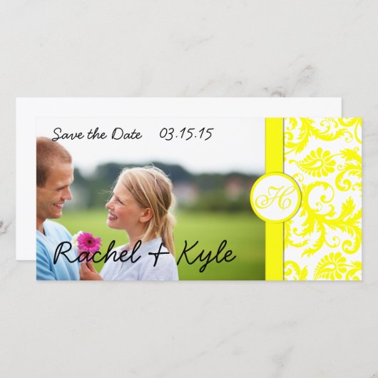 Gele schade Sla de datum op Save The Date (Voorkant / Achterkant)