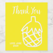 Gele schattige anananas moderne eenvoudige lijnkun wijn etiket (Enkel label)