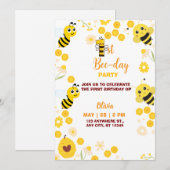 Gele Schattigee bij Kids Verjaardag Feestdagenkaart (Voorkant / Achterkant)