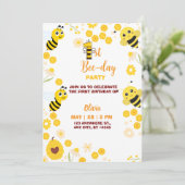 Gele Schattigee bij Kids Verjaardag Feestdagenkaart (Staand voorkant)