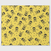 Gele schedel en kruisbeenderen cadeaupapier (Vlak)