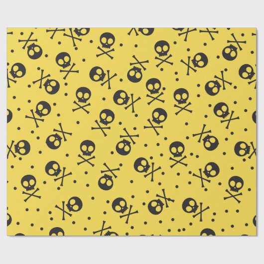 Gele schedel en kruisbeenderen cadeaupapier (Vlak)