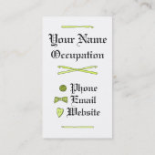 (Gele) schedel & Haaknaalden Visitekaartje (Achterkant)