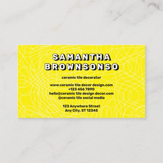 Gele Schets In reliëf gemaakte hand-getrokken Lijn Visitekaartje (Achterkant)