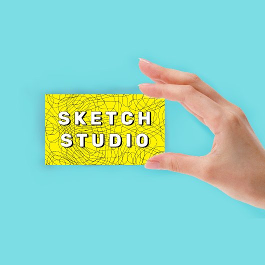 Gele Schets In reliëf gemaakte hand-getrokken Lijn Visitekaartje