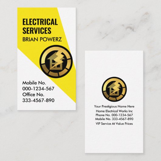 Gele schijnwerper op Home Power Visitekaartje (Voorkant / Achterkant)