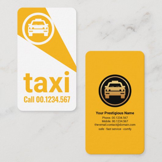 gele schijnwerper op taxichauffeur visitekaartje (Voorkant / Achterkant)