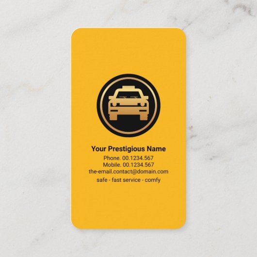 gele schijnwerper op taxichauffeur visitekaartje (Achterkant)