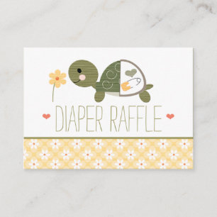Gele Schildpad in Luier Raffle Tickets Informatiekaartje