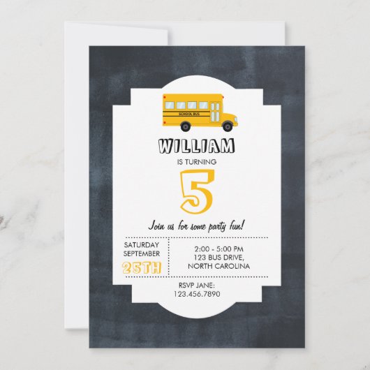 Gele school bus Chalkboard Kinderen van Birthday Kaart (Voorkant)