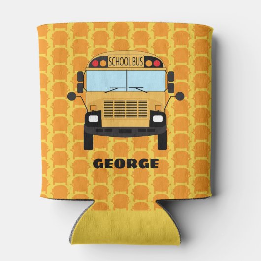 Gele School Bus Driver en Classroom Docent Blikjeskoeler (Achterkant)