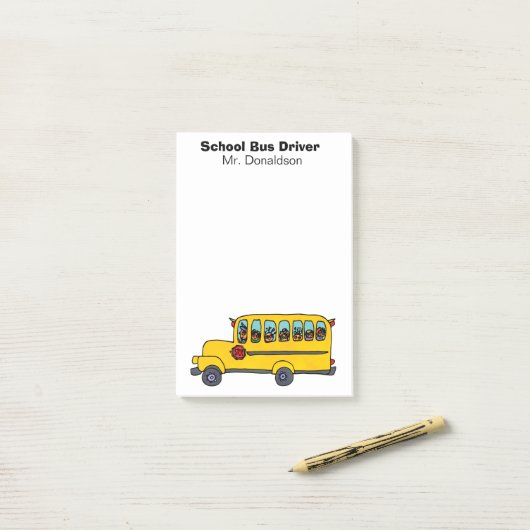 Gele School Bus Driver Waardering Post-it® Notes (Op bureau)