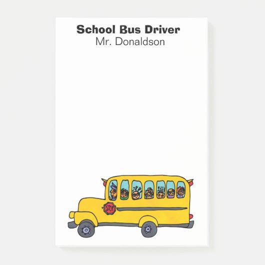 Gele School Bus Driver Waardering Post-it® Notes (Voorkant)