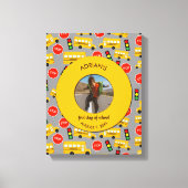 Gele School Bus Eerste Dag Aangepaste Foto van Sch Canvas Afdruk (Voorkant)