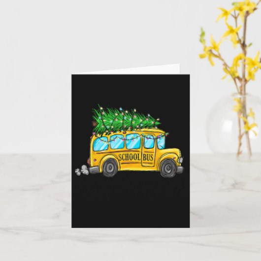 Gele School Bus Kerstmis Lichte Boom Driver Paja Kaart (Gele Bloem)