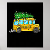 Gele School Bus Kerstmis Lichte Boom Driver Paja Poster (Voorkant)