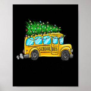 Gele School Bus Kerstmis Lichte Boom Driver Paja Poster