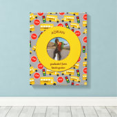 Gele school Bus Kindergarten Afstuderen Canvas Afdruk (Insitu (Houten vloer))