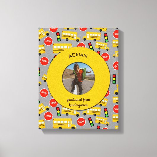 Gele school Bus Kindergarten Afstuderen Canvas Afdruk (Voorkant)