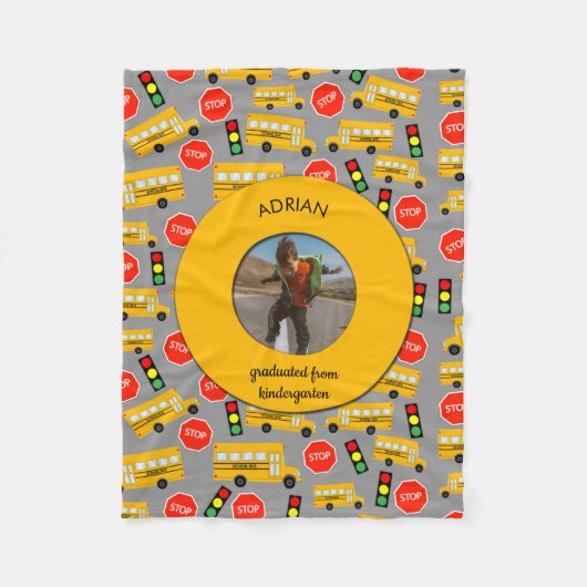 Gele school Bus Kindergarten Afstuderen Fleece Deken (Voorkant)