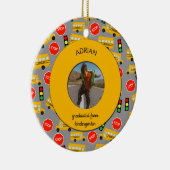 Gele school Bus Kindergarten Afstuderen Keramisch Ornament (Rechts)