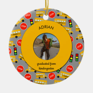 Gele school Bus Kindergarten Afstuderen Keramisch Ornament