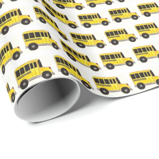 Gele School Bus Print Driver Docent Onderwijs Cadeaupapier (Rol Hoek)