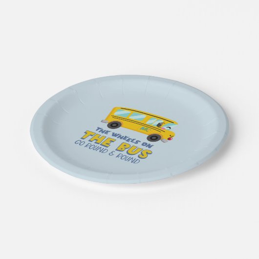 Gele schoolbus 1e verjaardag papieren bordje (Gekanteld)