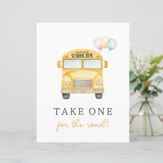 Gele schoolbus Aangepaste gunst Teken (Staand voorkant)