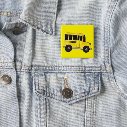 Gele schoolbus Bussen Stuurleraar Onderwijs Vierkante Button 5,1 Cm (In situ)
