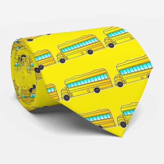 Gele schoolbus, cadeau voor buschauffeur, Amerikaa Stropdas (Opgerold)
