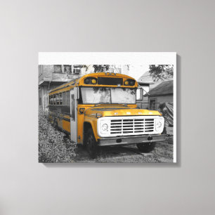 Gele schoolbus canvas afdruk