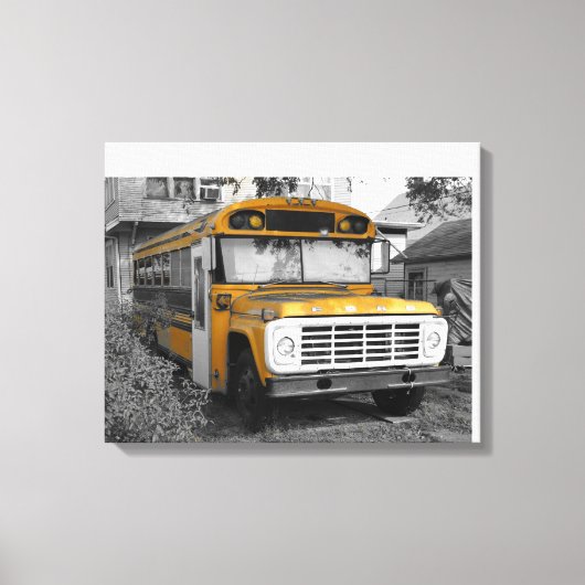 Gele schoolbus canvas afdruk (Voorkant)