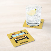 Gele schoolbus chauffeur en leraar cadeau kartonnen onderzetters (Insitu)