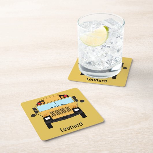 Gele schoolbus chauffeur en leraar cadeau kartonnen onderzetters (Insitu)