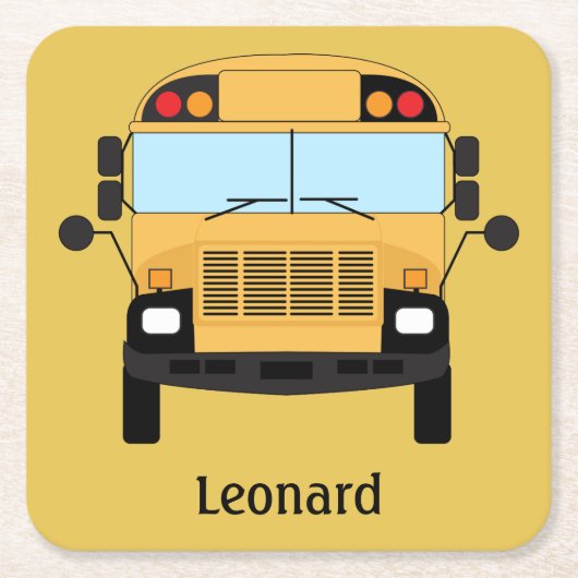 Gele schoolbus chauffeur en leraar cadeau kartonnen onderzetters (Voorkant)