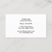 Gele schoolbus chauffeur visitekaartje sjabloon (Achterkant)