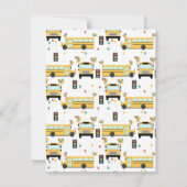 Gele schoolbus feestje kinderen naam notitiekaartje (Achterkant)