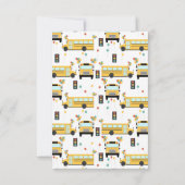 Gele schoolbus feestje voor kinderen naam bedankkaart (Achterkant)