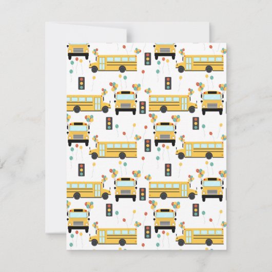 Gele schoolbus feestje voor kinderen naam notitiekaartje (Achterkant)