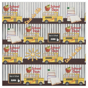 Gele schoolbus gestreept stof