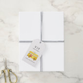 Gele schoolbus grappig cadeaulabel (Met Touw)