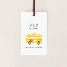 Gele schoolbus grappig cadeaulabel