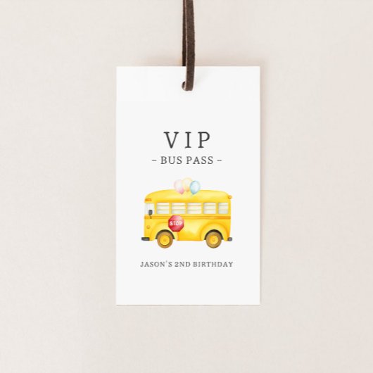 Gele schoolbus grappig cadeaulabel