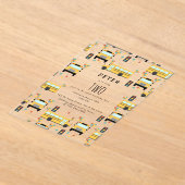 Gele schoolbus Kids Verjaardagsfeestje Acryl Uitnodigingen (Laagn)