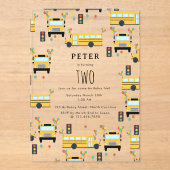 Gele schoolbus Kids Verjaardagsfeestje Acryl Uitnodigingen (Voorkant)