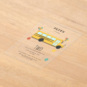 Gele schoolbus Kids Verjaardagsfeestje Acryl Uitnodigingen (Laagn)