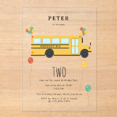 Gele schoolbus Kids Verjaardagsfeestje Acryl Uitnodigingen (Voorkant)